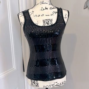 Black and Chrome sequined striped tank top